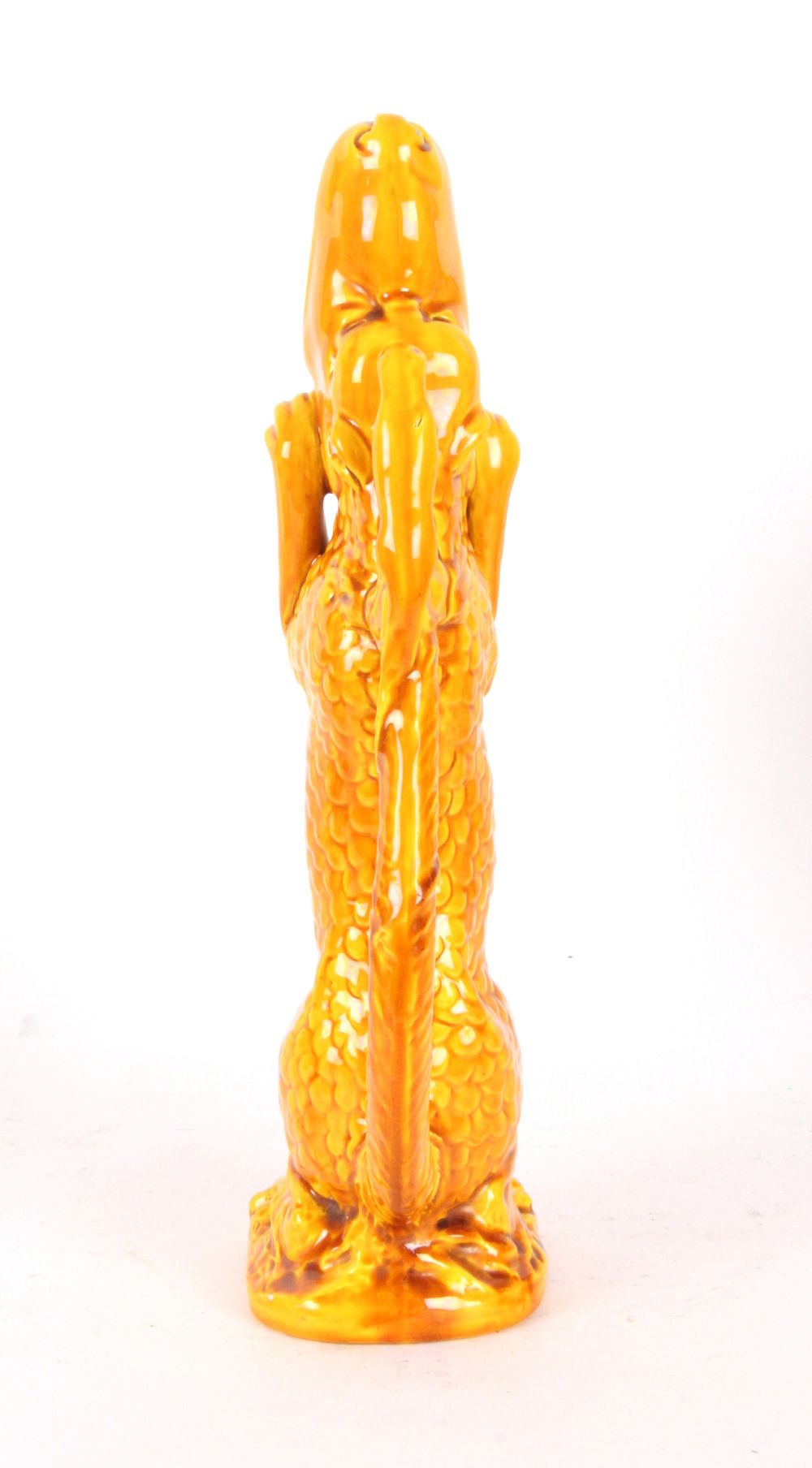 James Miles: Burmantofts Art Pottery Yellow Basilisk Dragon Jug, £850